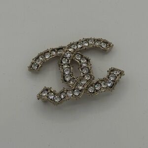 CHANEL Gold and Silver Crystal Brooch